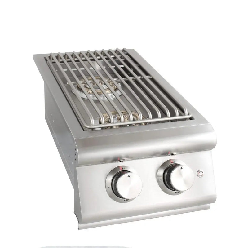 Blaze Premium LTE Built-In Gas Stainless Steel Double Side Burner With Lid - BLZ-SB2LTE-LP/NG - Agent BBQ