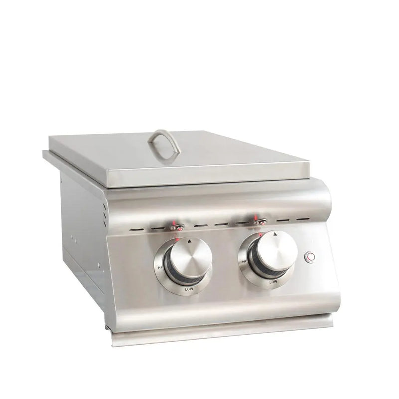 Blaze Premium LTE Built-In Gas Stainless Steel Double Side Burner With Lid - BLZ-SB2LTE-LP/NG - Agent BBQ