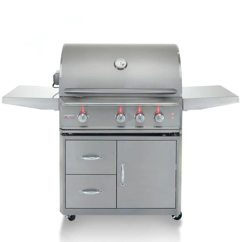 Blaze Professional LUX 34-Inch 3-Burner Freestanding Gas Grill With Rear Infrared Burner - BLZ-3PRO-LP/NG - Agent BBQ