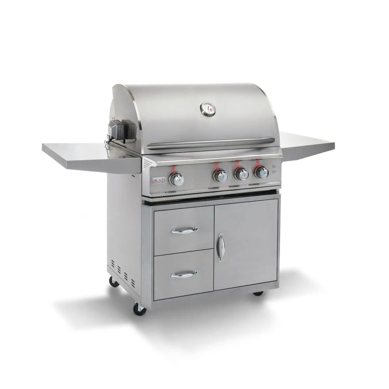Blaze Professional LUX 34-Inch 3-Burner Freestanding Gas Grill With Rear Infrared Burner - BLZ-3PRO-LP/NG - Agent BBQ