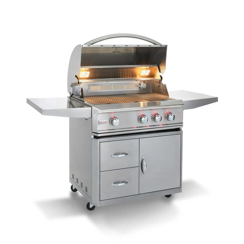 Blaze Professional LUX 34-Inch 3-Burner Freestanding Gas Grill With Rear Infrared Burner - BLZ-3PRO-LP/NG - Agent BBQ