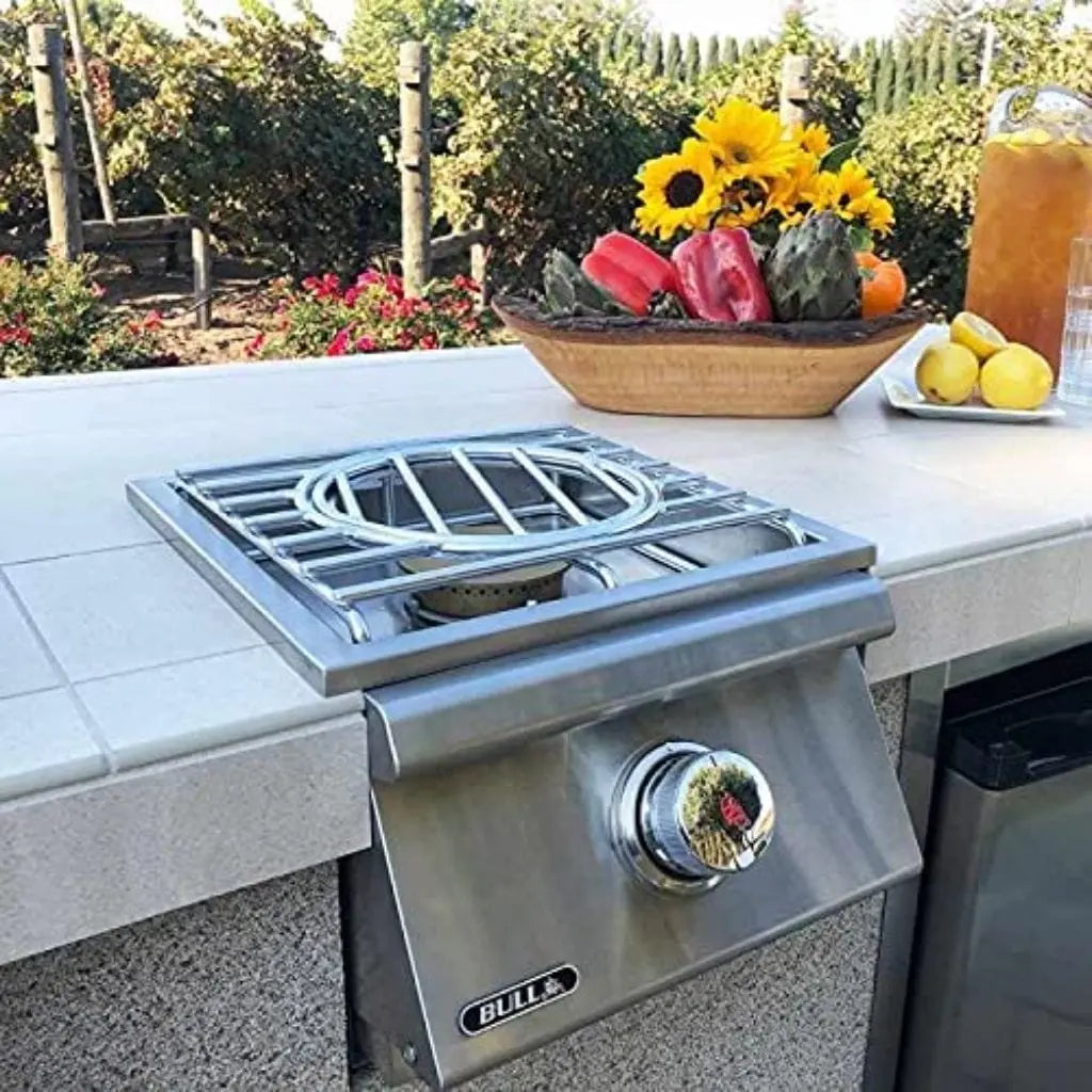 Bull 12" Built-In Pro Single Side Burner With Cover Bull Grills