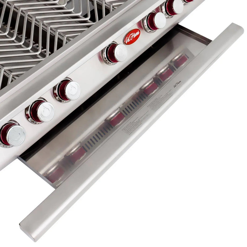 Cal Flame - BBQ Built In Grills P-Series 6 Burner with Lights, Rotisserie & Back Burner - Liquid Propane - BBQ19P06 - Agent BBQ