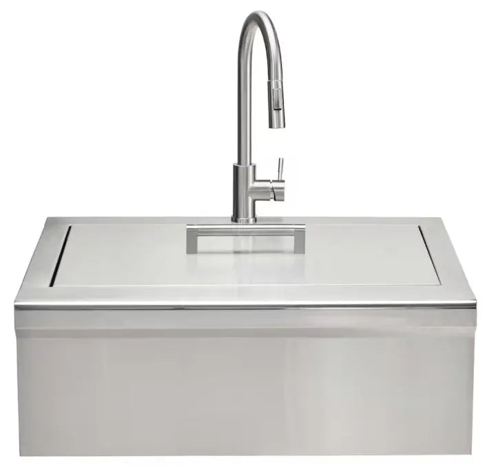 Coyote 30" Stainless Steel Farmhouse Sink With Drain, Faucet, Strainer & Cover - C3FHSINK Coyote Outdoor Living