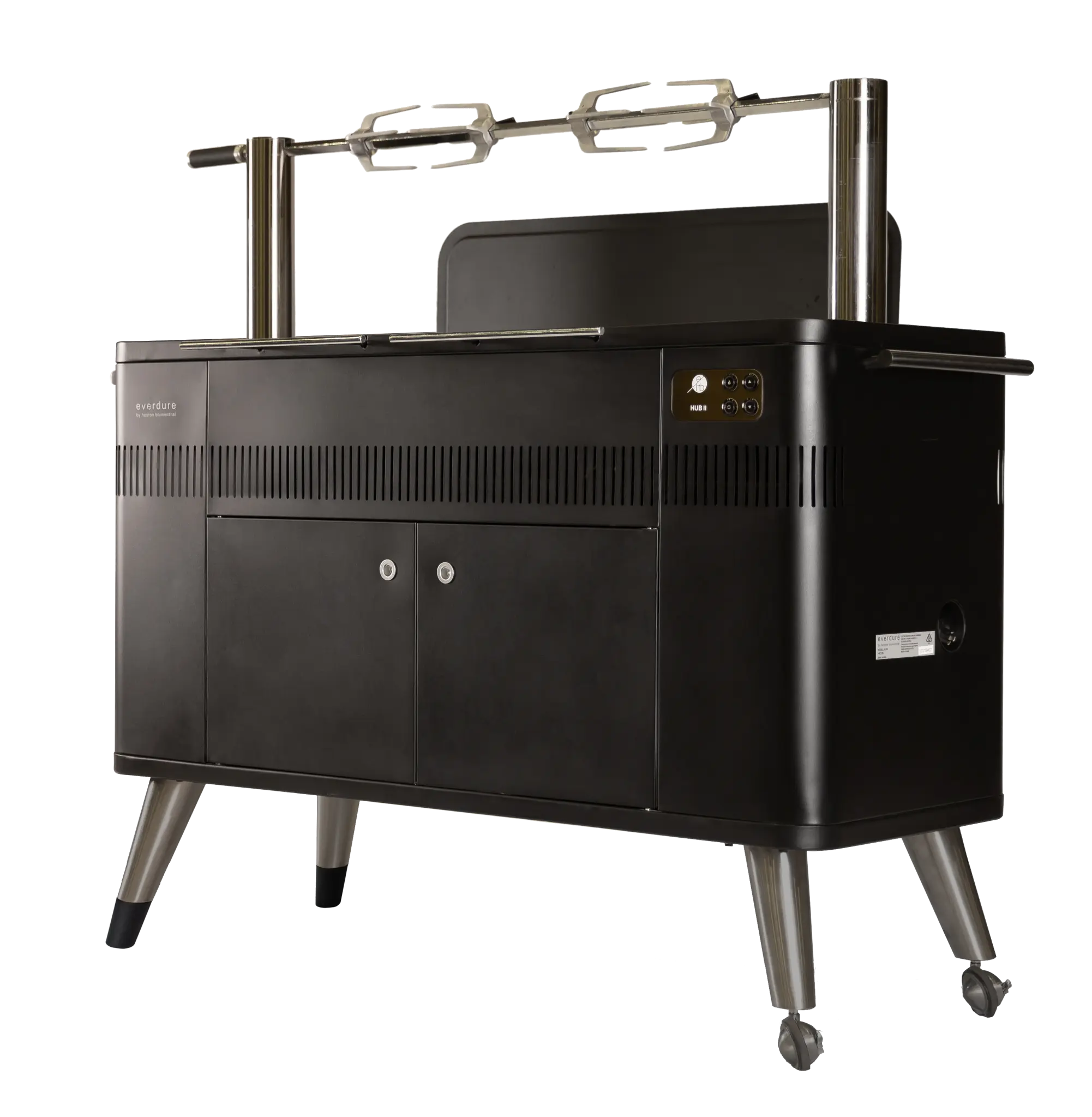 Everdure By Heston Blumenthal HUB II 54-Inch Charcoal Grill With Rotisserie & Electronic Ignition - HBCE3BUS - Agent BBQ