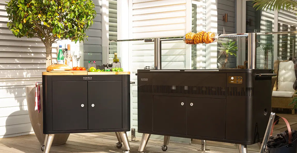 Everdure By Heston Blumenthal HUB II 54-Inch Charcoal Grill With Rotisserie & Electronic Ignition - HBCE3BUS - Agent BBQ