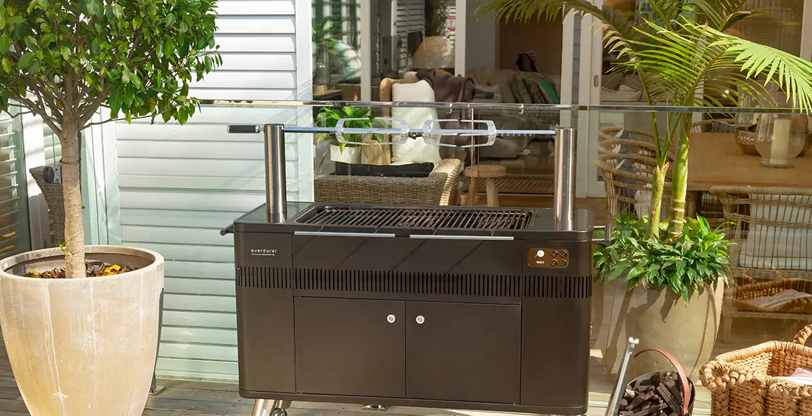 Everdure By Heston Blumenthal HUB II 54-Inch Charcoal Grill With Rotisserie & Electronic Ignition - HBCE3BUS - Agent BBQ