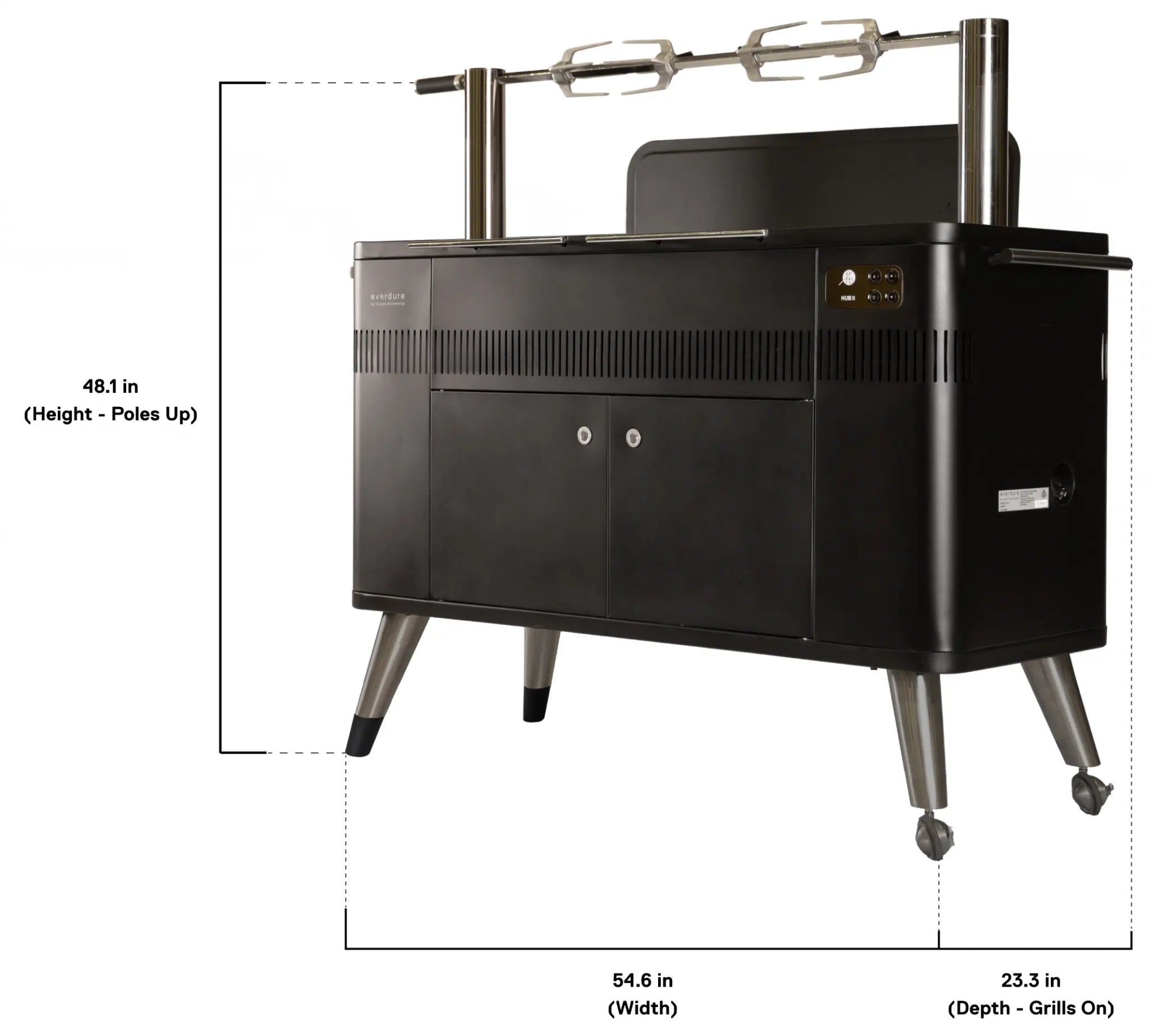 Everdure By Heston Blumenthal HUB II 54-Inch Charcoal Grill With Rotisserie & Electronic Ignition - HBCE3BUS - Agent BBQ