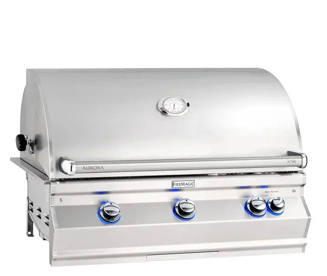 Fire Magic 36" 3-Burner Aurora Built-In Gas Grill w/ Rotisserie & Analog Thermometer (A790i) - Agent BBQ