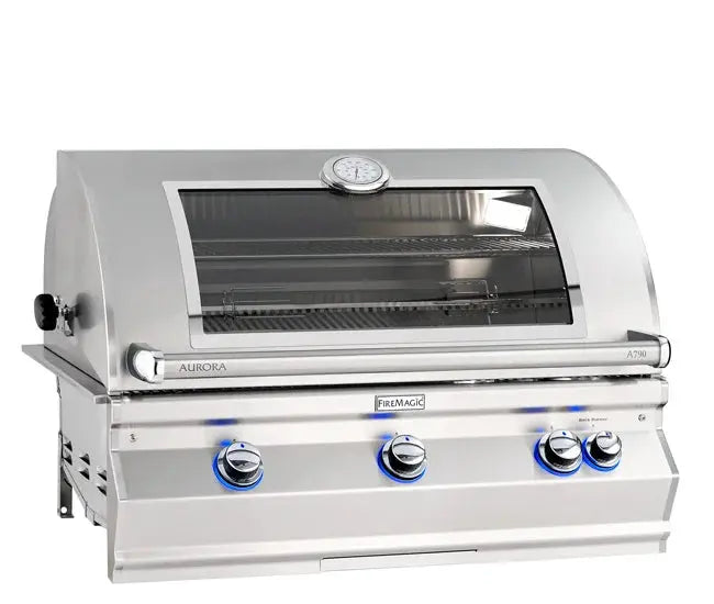 Fire Magic 36" 3-Burner Aurora Built-In Gas Grill w/ Rotisserie & Analog Thermometer (A790i) - Agent BBQ