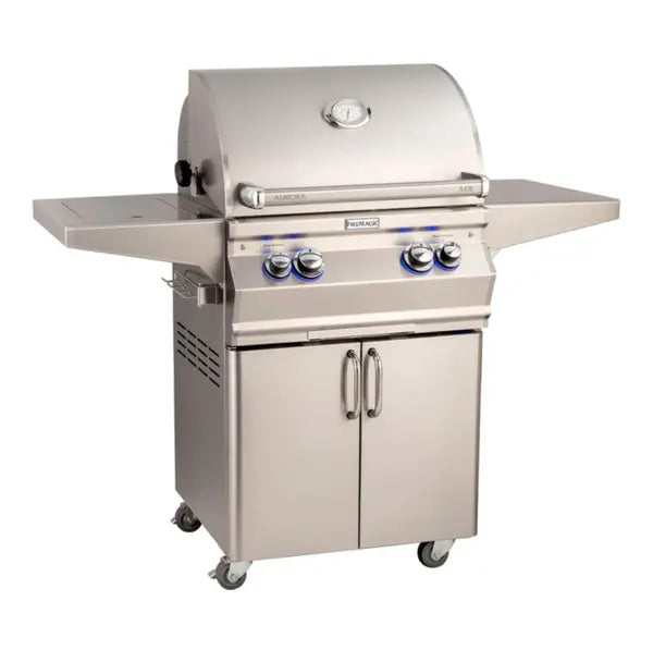 Fire Magic - Aurora A430s 24-Inch Propane Gas Freestanding Grill w/ Flush Mounted Single Side Burner, Backburner, Rotisserie Kit and Analog Thermometer - A430S-8EAP-62 - Agent BBQ