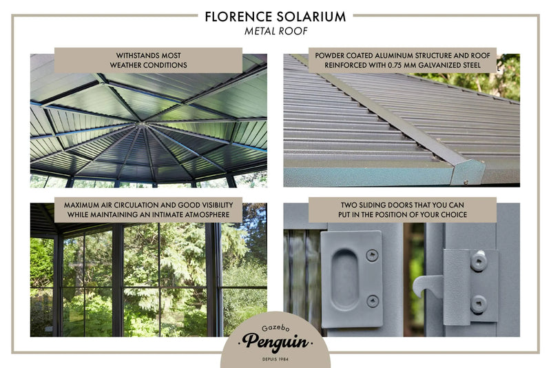 Gazebo Penguin  Florence Sand Solarium with Metal Roof - Agent BBQ