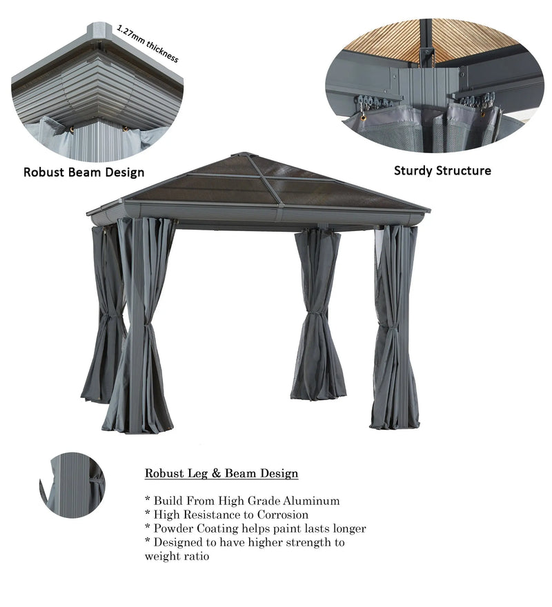 Gazebo Penguin - Venus Slate Gazebo with Polycarbonate Roof Gazebo Penguin