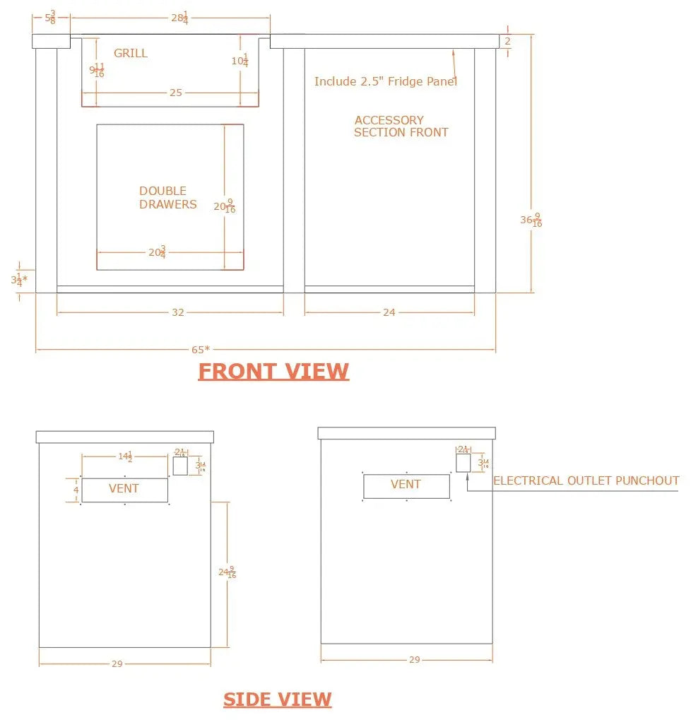Haven 5.5 Ft. Outdoor Kitchen Island with Coyote 2 Drawer Cabinet, 28-Inch Gas Grill & Double Access Doors Haven Outdoor