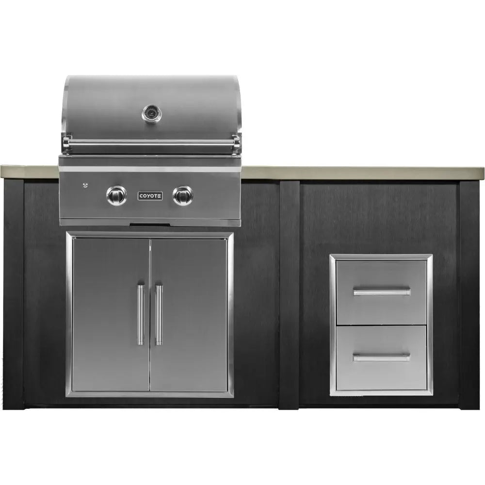Haven 5.5 Ft. Outdoor Kitchen Island with Coyote 2 Drawer Cabinet, 28-Inch Gas Grill & Double Access Doors Haven Outdoor