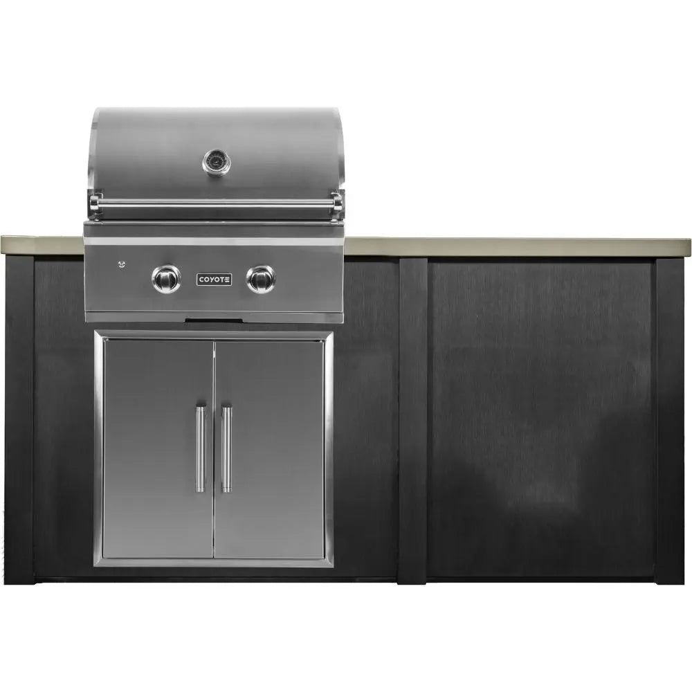 Haven 5.5 Ft. Outdoor Kitchen Island with Coyote Plain Panel, 28-Inch Gas Grill & Double Access Doors Haven Outdoor