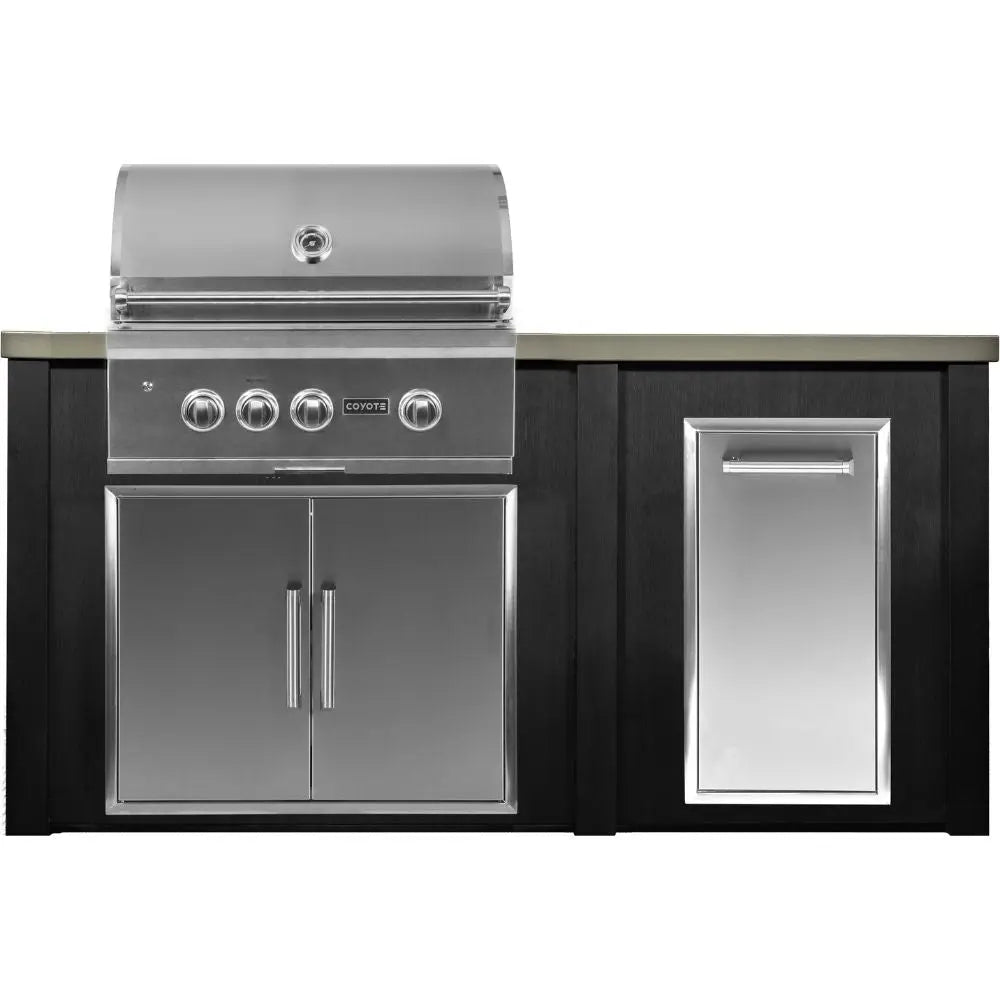 Haven 6 Ft. Outdoor Kitchen Island with Coyote Trash Center, 30-Inch S-Series Gas Grill & Double Access Door Haven Outdoor