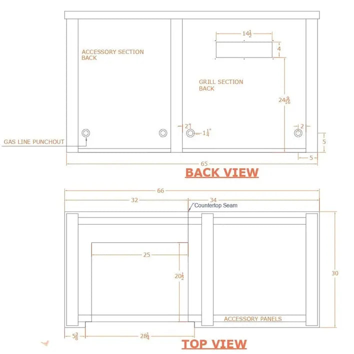 Haven Outdoor - 5.5 Foot Kitchen Island with 24-Inch Refrigerator, Coyote Gas Grill & Double Access Door - HCOY66REF-AB-LP Coyote Outdoor Living