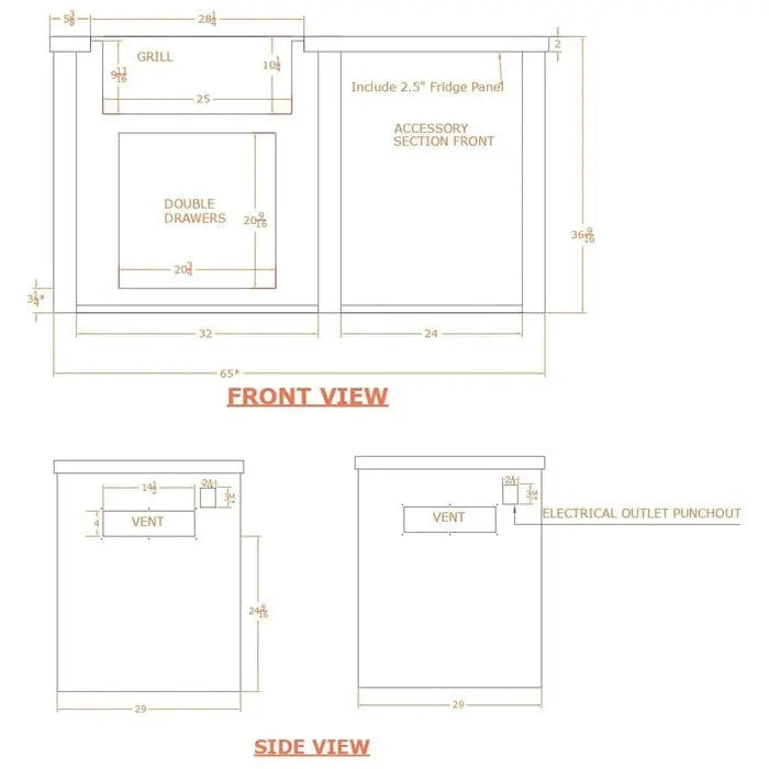 Haven Outdoor 5.5 Foot Outdoor Kitchen Island with Plain Panel, Coyote 28" Gas Grill & Double Access Doors - HCOY96PAN-AB-LP Coyote Outdoor Living