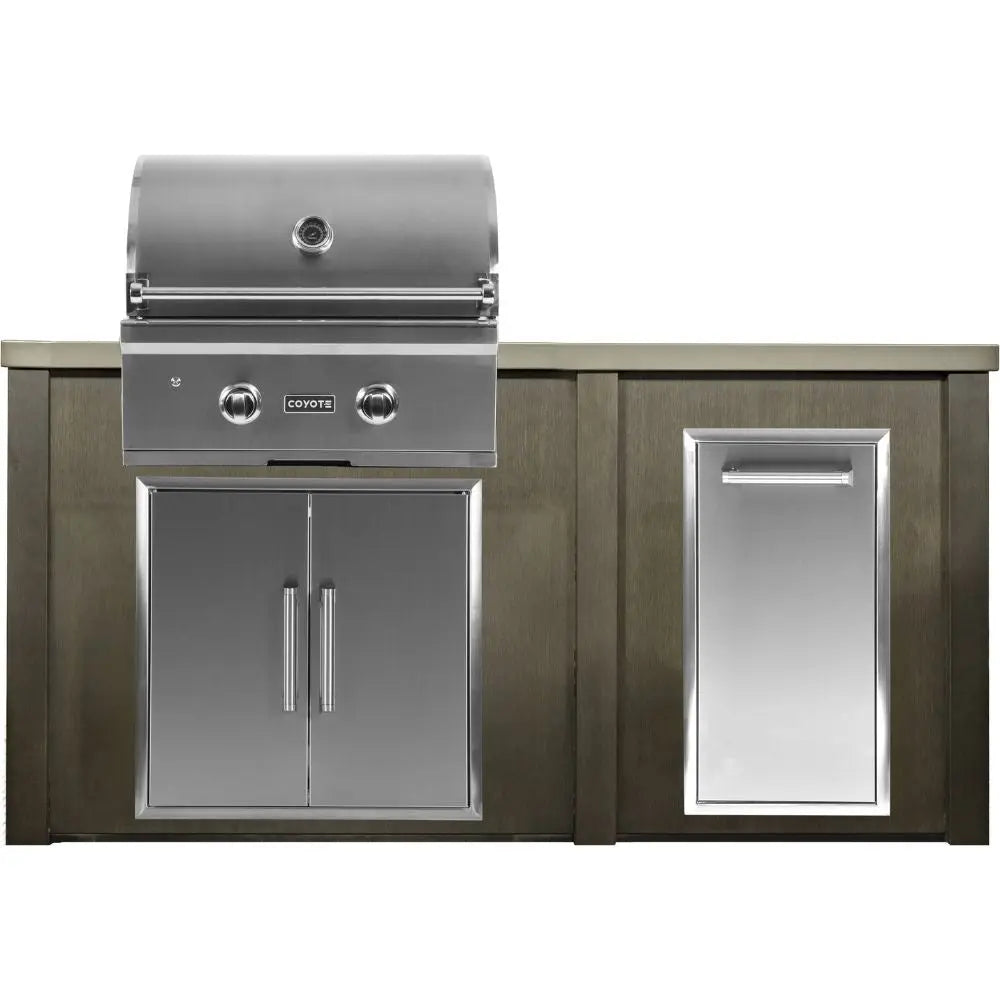 Haven Outdoor 5.5 Ft. Outdoor Kitchen Island with Coyote Trash Center, 28-Inch Gas Grill & Double Access Doors Haven Outdoor