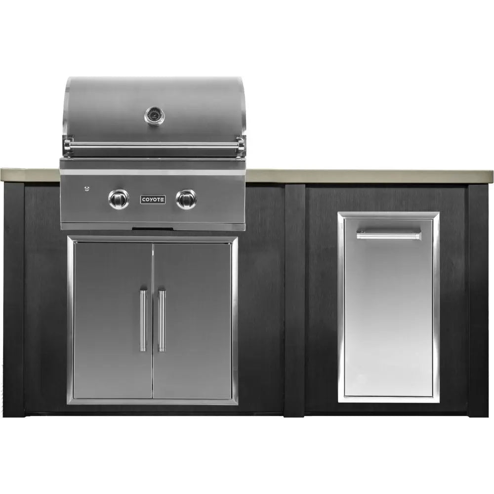 Haven Outdoor 5.5 Ft. Outdoor Kitchen Island with Coyote Trash Center, 28-Inch Gas Grill & Double Access Doors Haven Outdoor