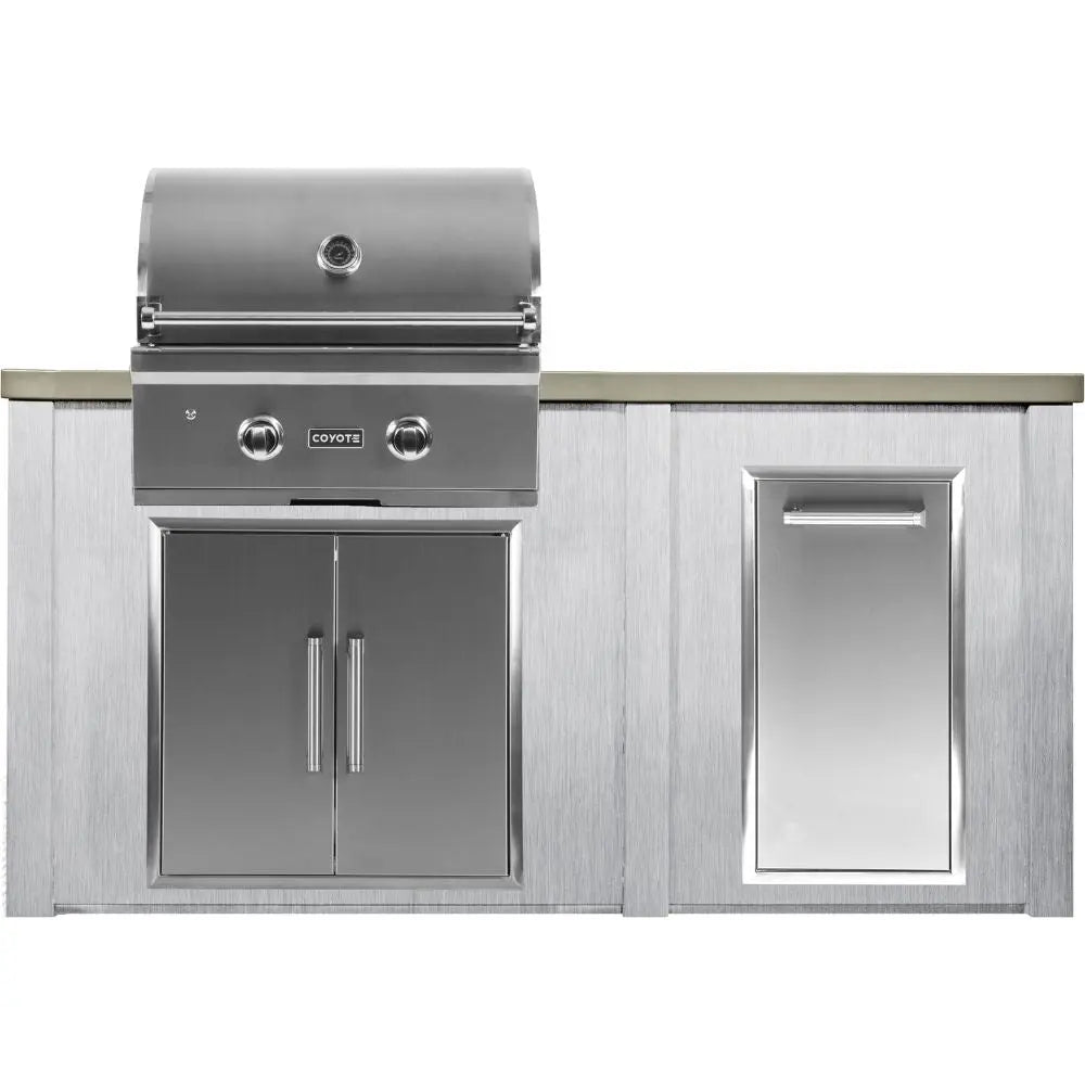 Haven Outdoor 5.5 Ft. Outdoor Kitchen Island with Coyote Trash Center, 28-Inch Gas Grill & Double Access Doors Haven Outdoor