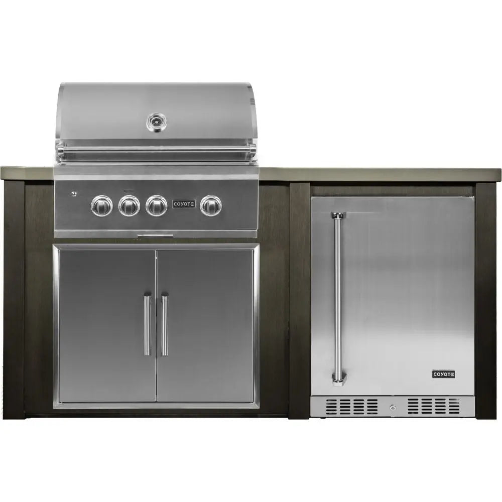 Haven Outdoor 6 Ft. Outdoor Kitchen Island with Coyote 24-Inch Refrigerator, 30-Inch S-Series Gas Grill & Double Access Doors Haven Outdoor
