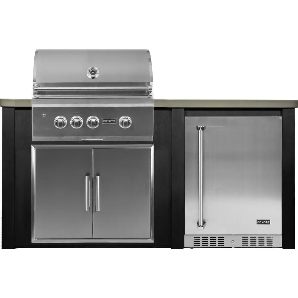 Haven Outdoor 6 Ft. Outdoor Kitchen Island with Coyote 24-Inch Refrigerator, 30-Inch S-Series Gas Grill & Double Access Doors Haven Outdoor