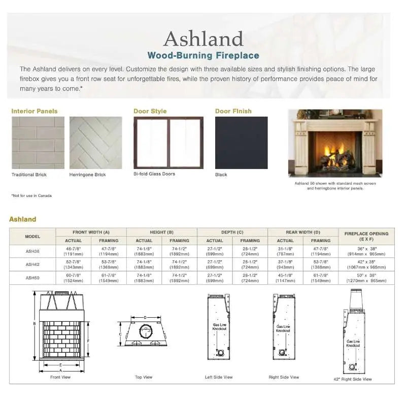 Majestic Ashland 42" Wood Burning Fireplace | ASH42 Majestic