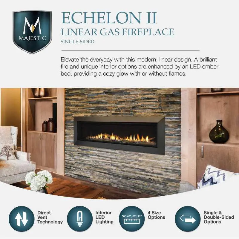 Majestic Echelon II 60" Linear Direct Vent Gas Fireplace | ECHEL60IN Majestic