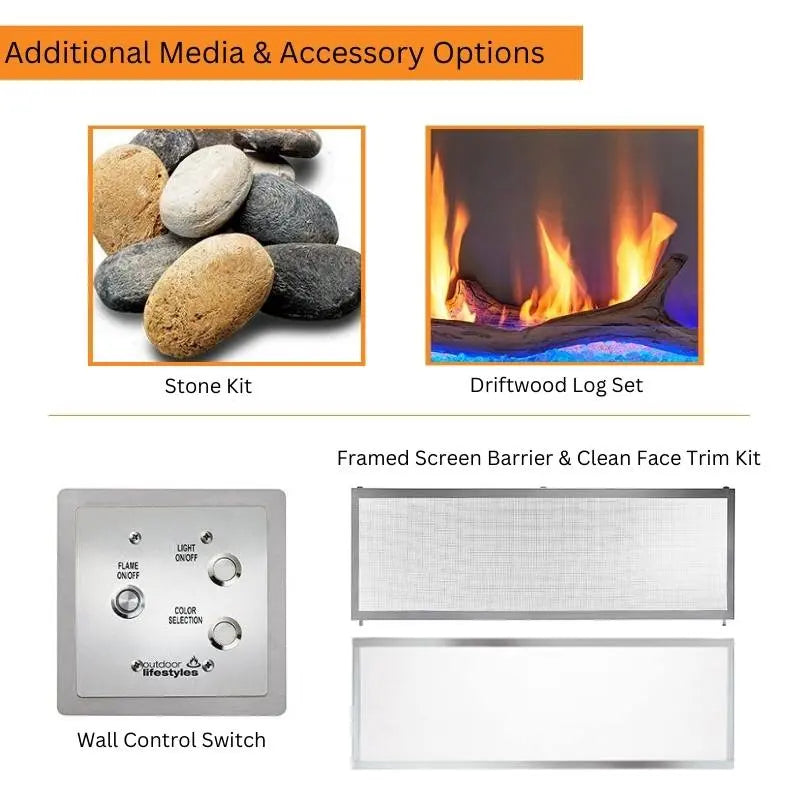 Majestic Lanai 48-Inch See Thru Outdoor Linear Vent Free Gas Fireplace Majestic