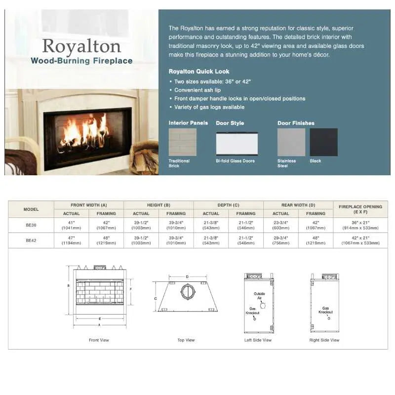 Majestic Royalton Wood Burning Fireplace | BE36, BE42 Majestic