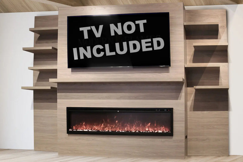 Modern Flames Allwood Fireplace Media Wall in Coastal Sand | 60'' Spectrum Electric Fireplace Modern Flames