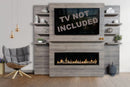 Modern Flames Allwood Fireplace Media Wall in Driftwood Gray | 60'' Orion Slim Heliovision Electric Fireplace Modern Flames