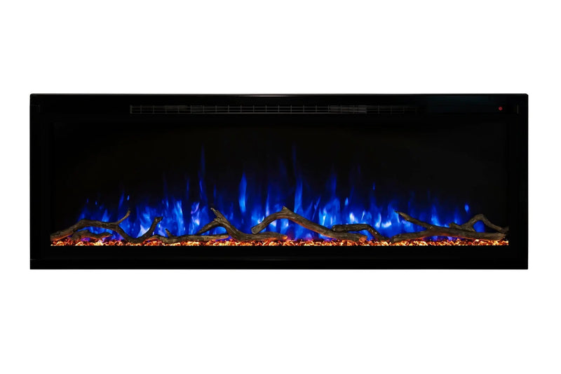 Modern Flames Allwood Fireplace Media Wall in Weathered Walnut | 60'' Spectrum Electric Fireplace Modern Flames