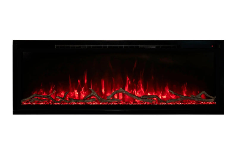 Modern Flames Allwood Fireplace Media Wall in Weathered Walnut | 60'' Spectrum Electric Fireplace Modern Flames