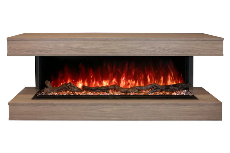 Modern Flames Landscape Pro 58'' Studio Suite Wall Mount Mantel Package | Coastal Sand Modern Flames