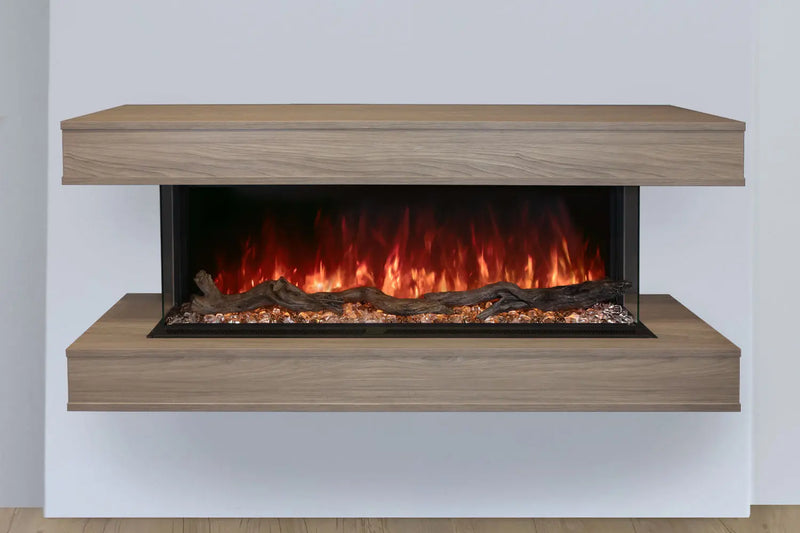 Modern Flames Landscape Pro 58'' Studio Suite Wall Mount Mantel Package | Coastal Sand Modern Flames