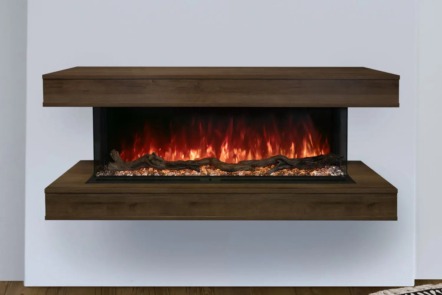 Modern Flames Landscape Pro 58'' Studio Suite Wall Mount Mantel Package | Weathered Walnut Modern Flames
