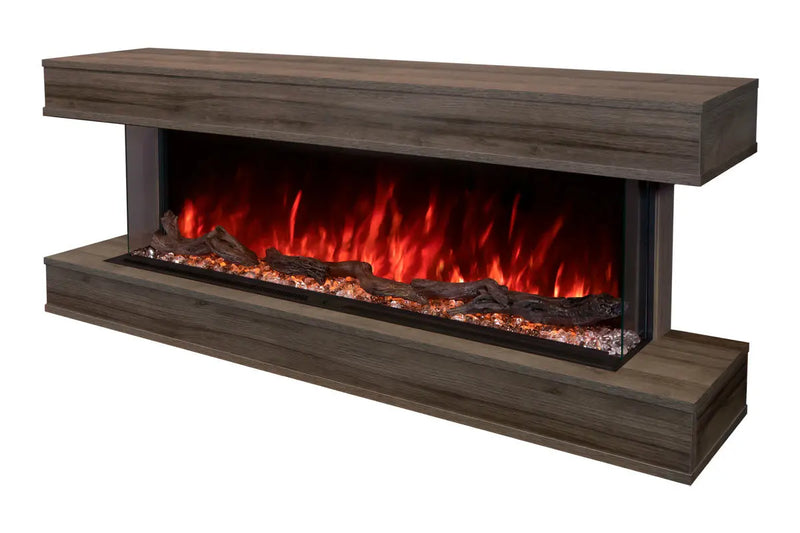 Modern Flames Landscape Pro 70'' Studio Suite Wall Mount Mantel Package | Driftwood Grey Modern Flames