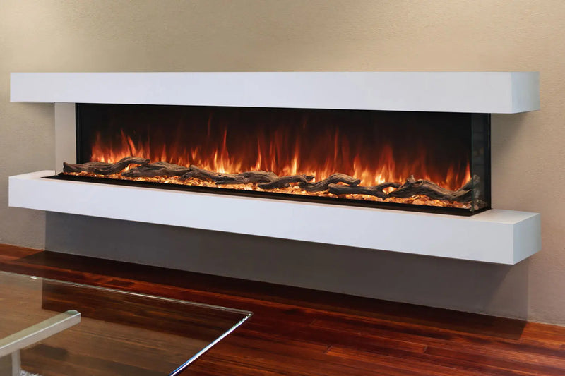 Modern Flames Landscape Pro 82'' Electric Fireplace Wall Mount Studio Suite | White Ready to Paint Modern Flames