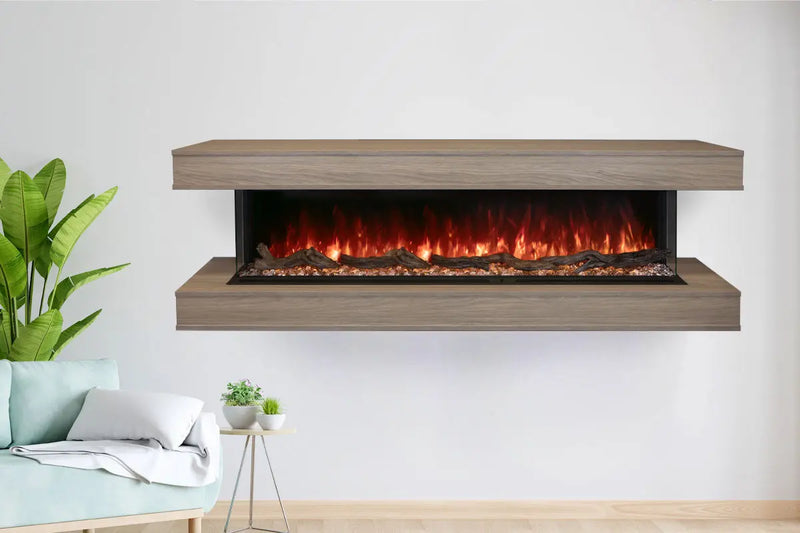 Modern Flames Landscape Pro 82'' Studio Suite Wall Mount Mantel Package | Coastal Sand Modern Flames