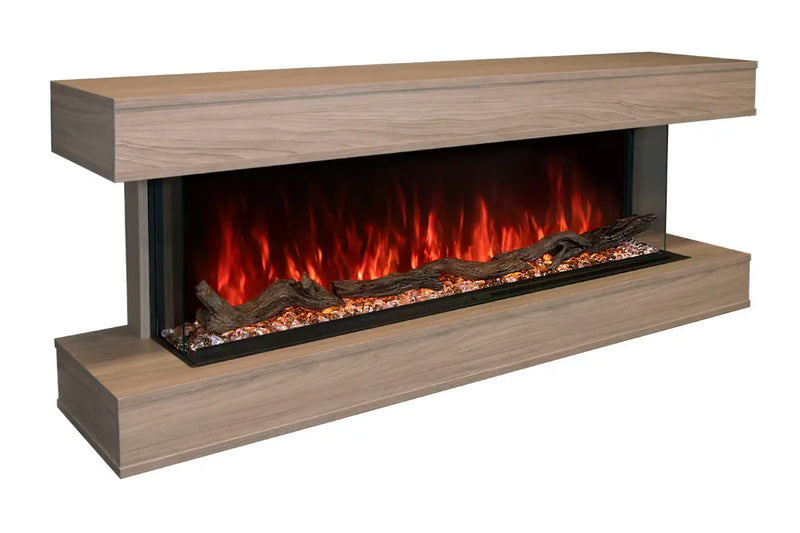Modern Flames Landscape Pro 82'' Studio Suite Wall Mount Mantel Package | Coastal Sand Modern Flames