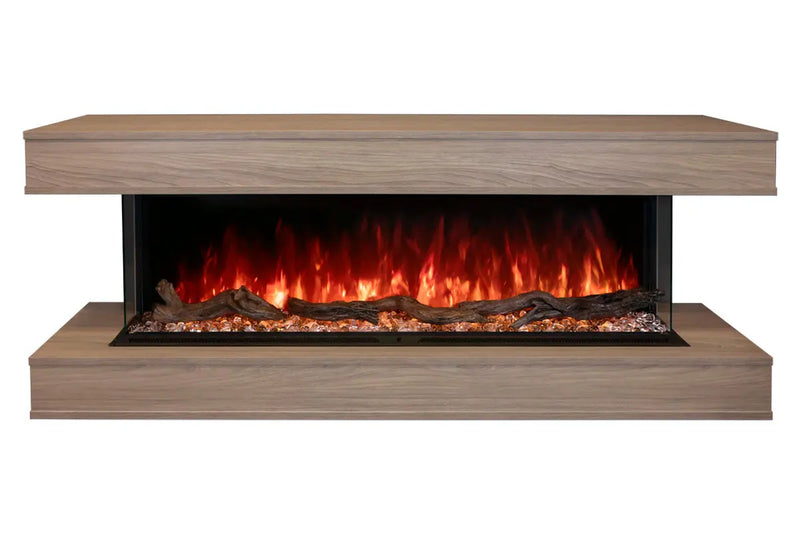 Modern Flames Landscape Pro 82'' Studio Suite Wall Mount Mantel Package | Coastal Sand Modern Flames