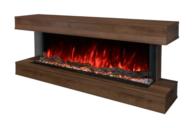 Modern Flames Landscape Pro 82'' Studio Suite Wall Mount Mantel Package | Weathered Walnut Modern Flames