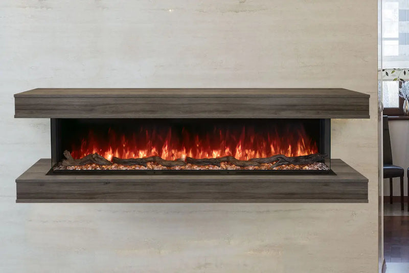 Modern Flames Landscape Pro 94'' Studio Suite Wall Mount Mantel Package | Driftwood Grey Modern Flames