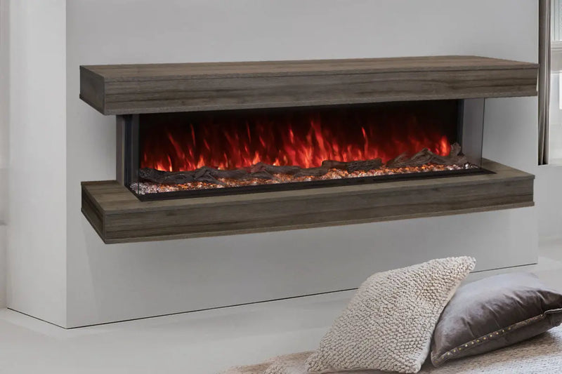 Modern Flames Landscape Pro 94'' Studio Suite Wall Mount Mantel Package | Driftwood Grey Modern Flames