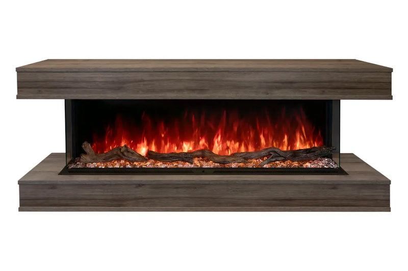 Modern Flames Landscape Pro 94'' Studio Suite Wall Mount Mantel Package | Driftwood Grey Modern Flames
