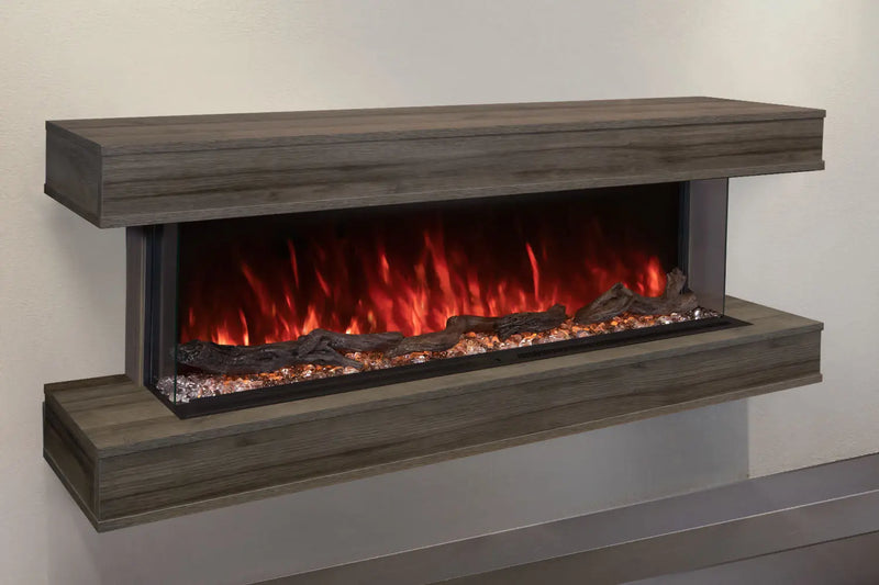 Modern Flames Landscape Pro 94'' Studio Suite Wall Mount Mantel Package | Driftwood Grey Modern Flames
