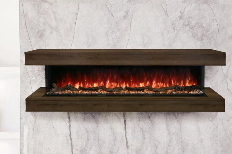 Modern Flames Landscape Pro 94'' Studio Suite Wall Mount Mantel Package | Weathered Walnut Modern Flames